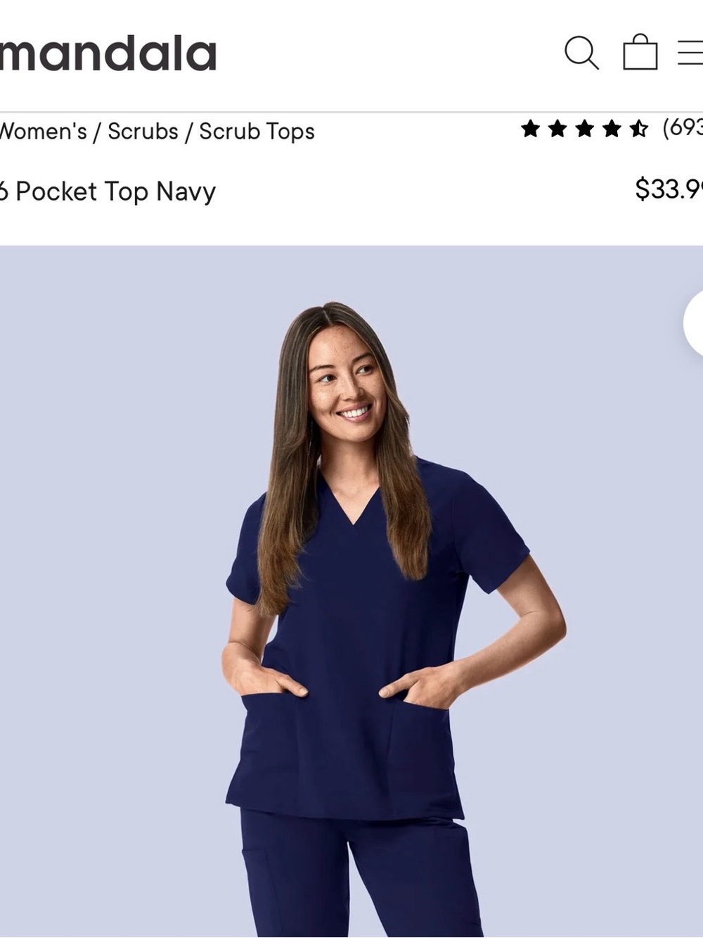 Mandala Scrub Top - Size Small